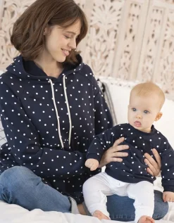 Clearance Seraphine Mama & Mini Gerafftes Hoodie-Set In Navy Spot
