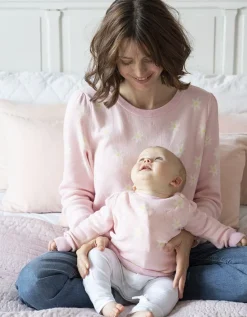 Cheap Seraphine Mama & Mini-Set Mit Passenden Rosa Ganseblumchen-Strickpullovern
