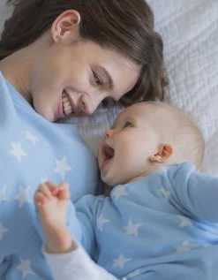 Cheap Seraphine Mama & Mini-Set Mit Passenden Blauen Stern-Strickpullovern