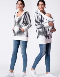 Discount Seraphine Marineblauer Und Weiser Streifen 3 In 1 Umstands- Und Babytrage-Hoodie