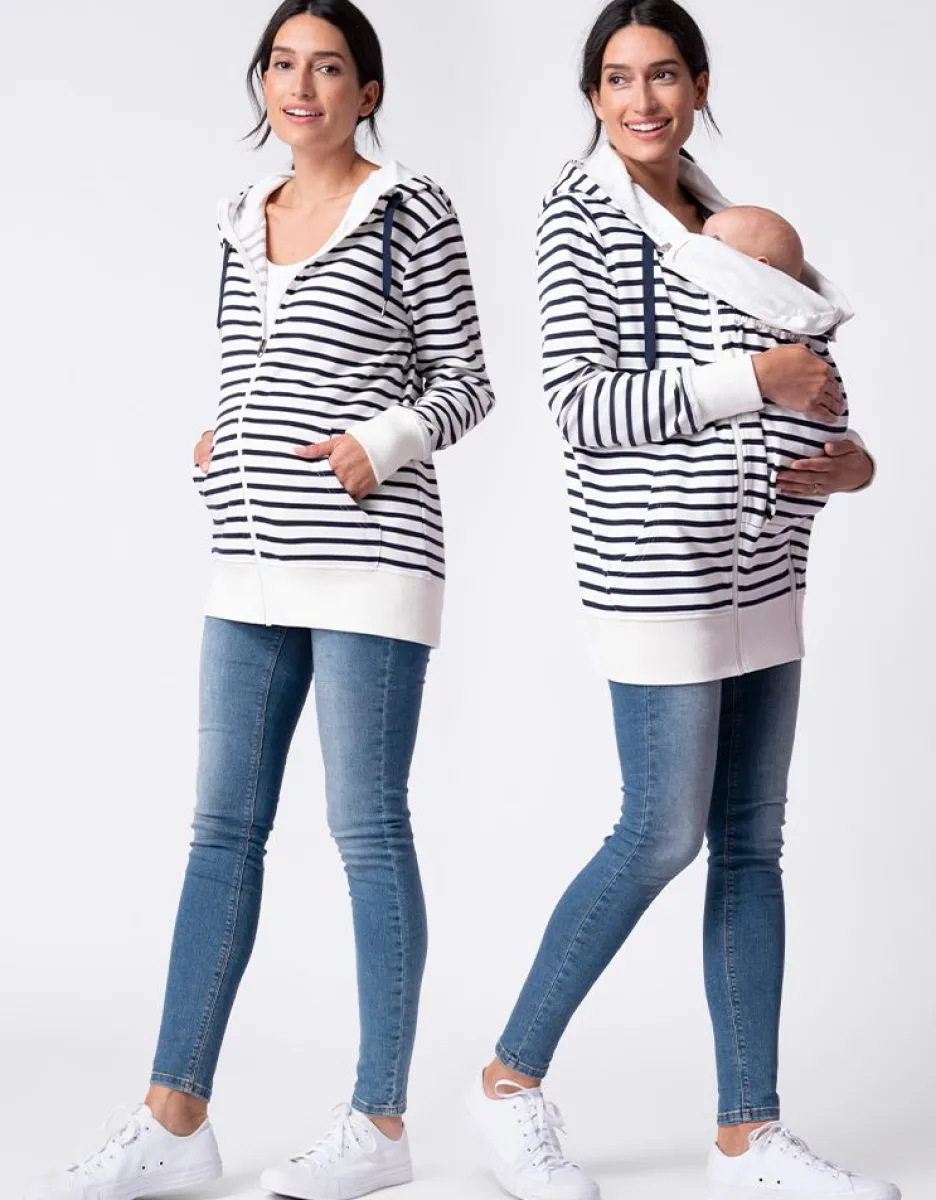 Discount Seraphine Marineblauer Und Weiser Streifen 3 In 1 Umstands- Und Babytrage-Hoodie