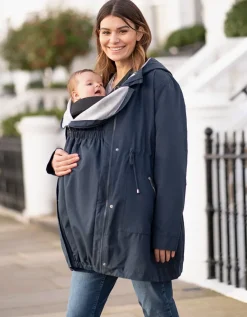 New Seraphine Marineblauer Utility-Parka 4-In-1 Umstands- Und Babytragejacke Mit Kapuze