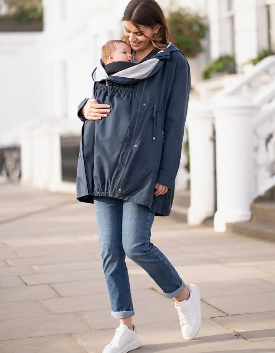 New Seraphine Marineblauer Utility-Parka 4-In-1 Umstands- Und Babytragejacke Mit Kapuze
