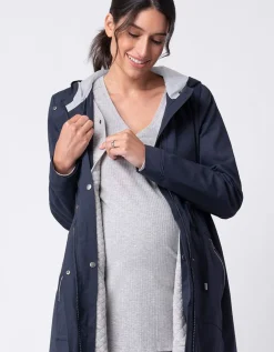 New Seraphine Marineblauer Utility-Parka 4-In-1 Umstands- Und Babytragejacke Mit Kapuze