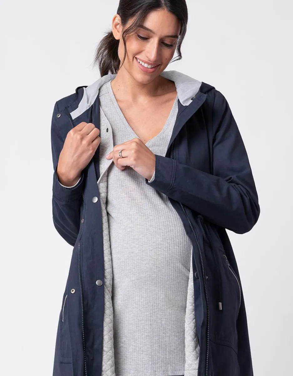 New Seraphine Marineblauer Utility-Parka 4-In-1 Umstands- Und Babytragejacke Mit Kapuze