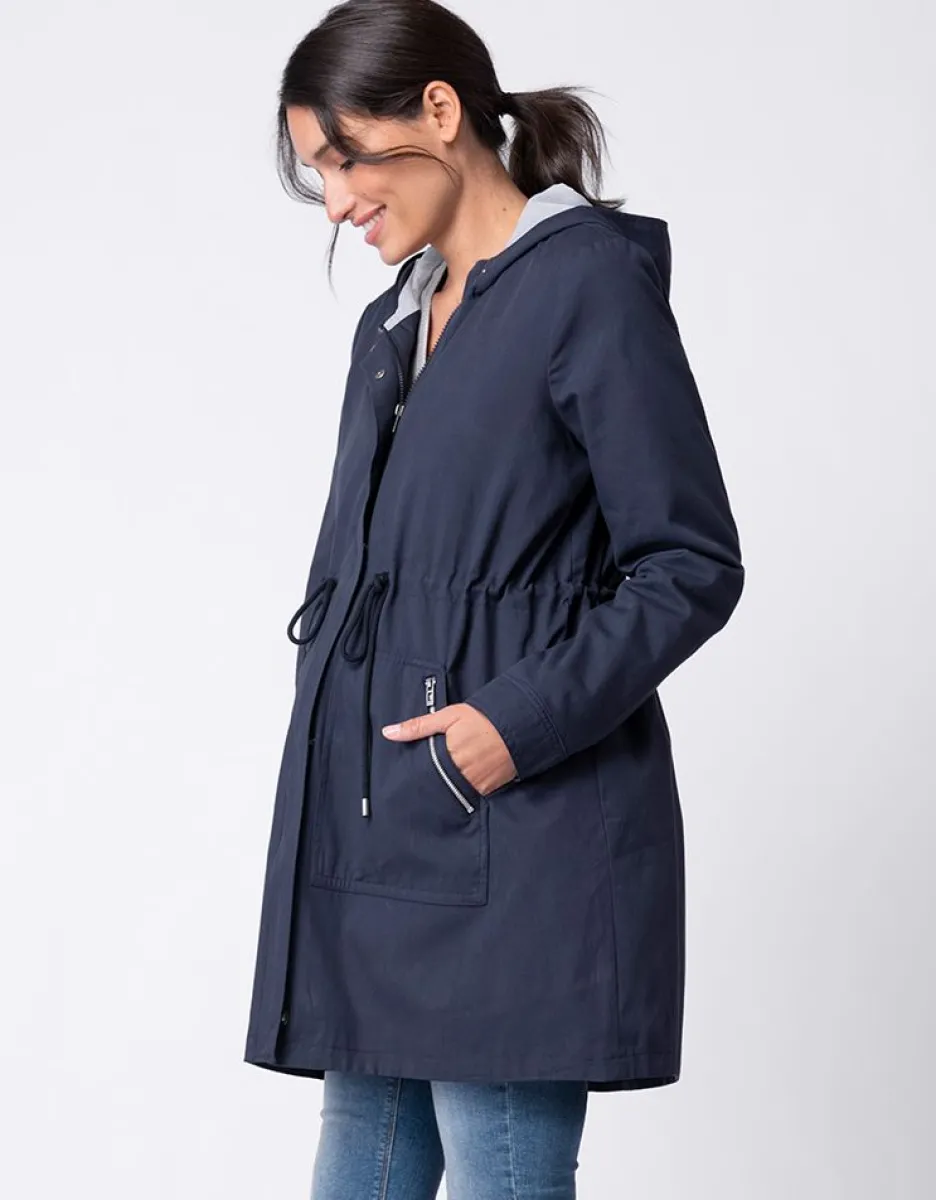 New Seraphine Marineblauer Utility-Parka 4-In-1 Umstands- Und Babytragejacke Mit Kapuze