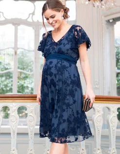 Online Seraphine Marineblaues Blumenspitzenkleid Fur Umstands- Und Stillanlasse