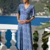 Store Seraphine Mediterranes Blaues Maxikleid Fur Mutterschaft Und Stillzeit