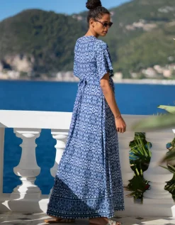 Store Seraphine Mediterranes Blaues Maxikleid Fur Mutterschaft Und Stillzeit