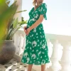 Hot Seraphine Midi Wickelumstandskleid Grunes Florales