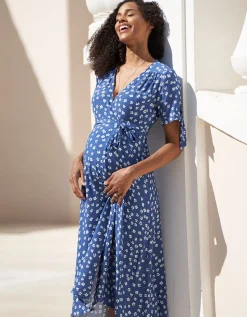 Flash Sale Seraphine Midi Wickelumstandskleid Blaues Florales