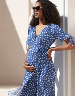 Flash Sale Seraphine Midi Wickelumstandskleid Blaues Florales