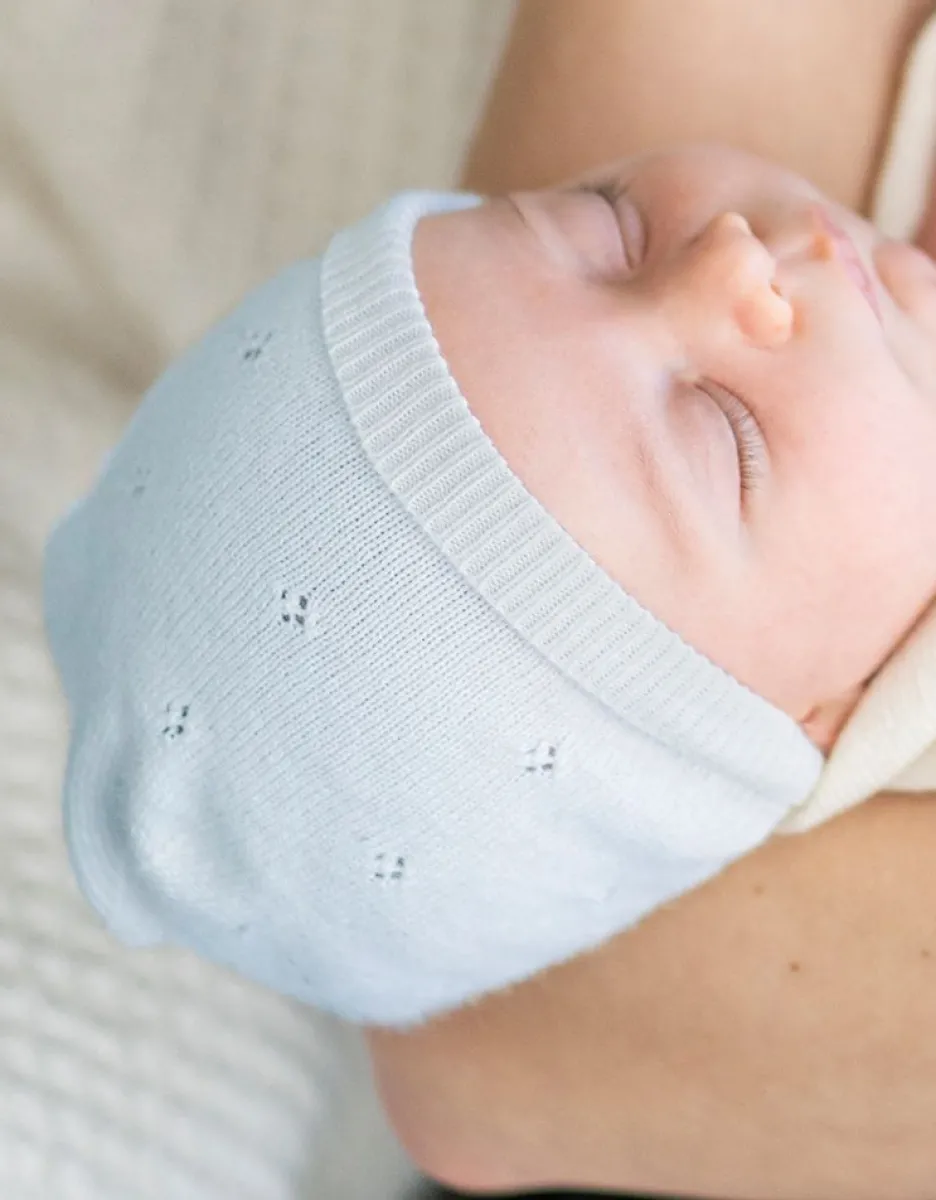 Shop Seraphine Mini-Baumwoll- Und Kaschmir-Blau-Strickmutze Fur Babys