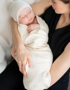 Fashion Seraphine Mini-Baumwoll- Und Kaschmir-Elfenbein-Weis Gestrickte Babydecke