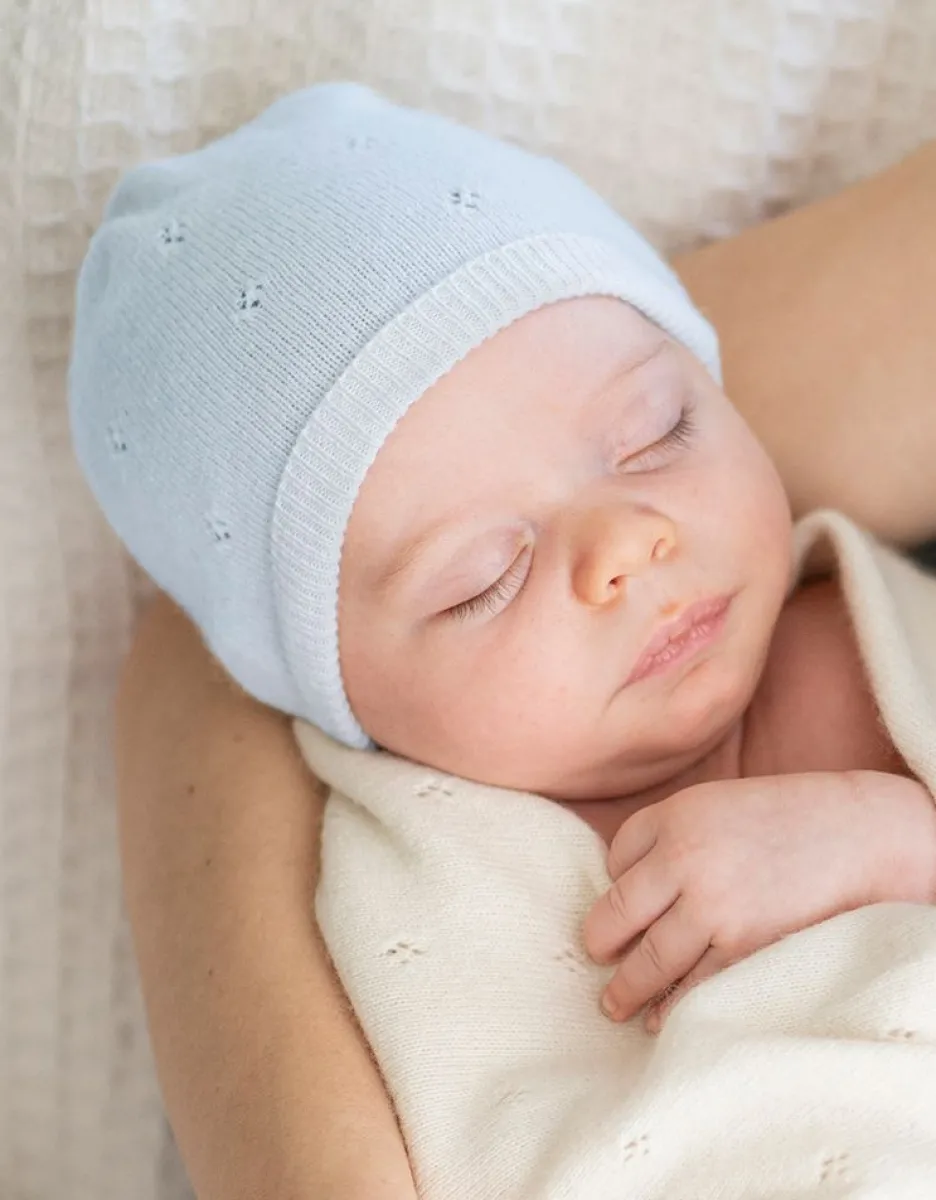 Shop Seraphine Mini-Baumwoll- Und Kaschmir-Blau-Strickmutze Fur Babys