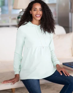 Flash Sale Seraphine Mintgruner Umstands- Und Still-Hoodie Mit Ruschen