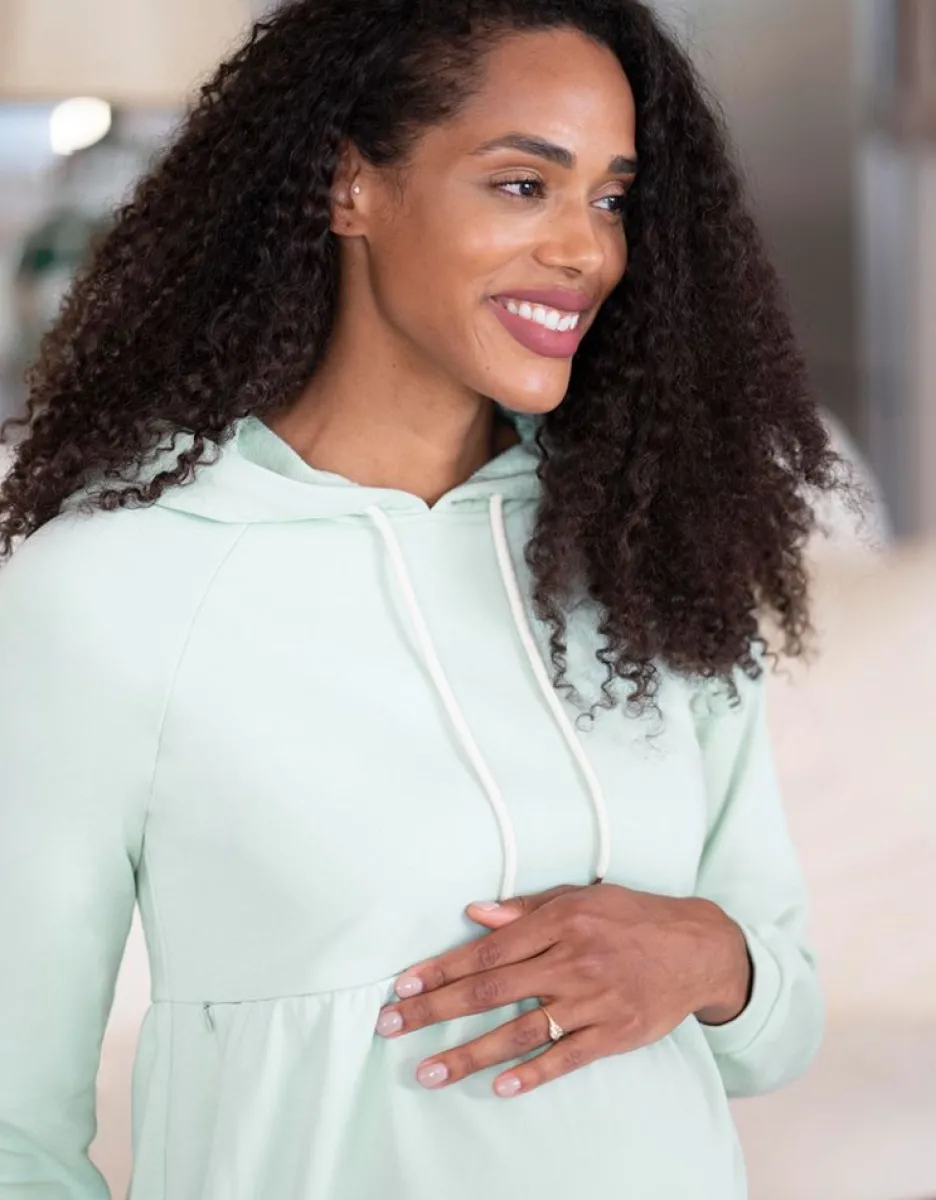 Flash Sale Seraphine Mintgruner Umstands- Und Still-Hoodie Mit Ruschen