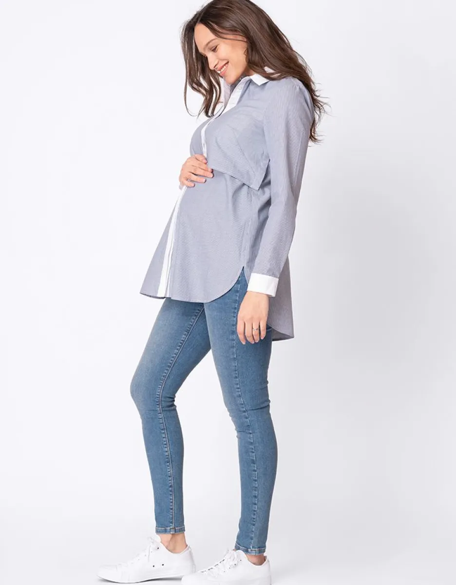 Sale Seraphine Nadelstreifen Umstands- & Stillbluse Baumwolle