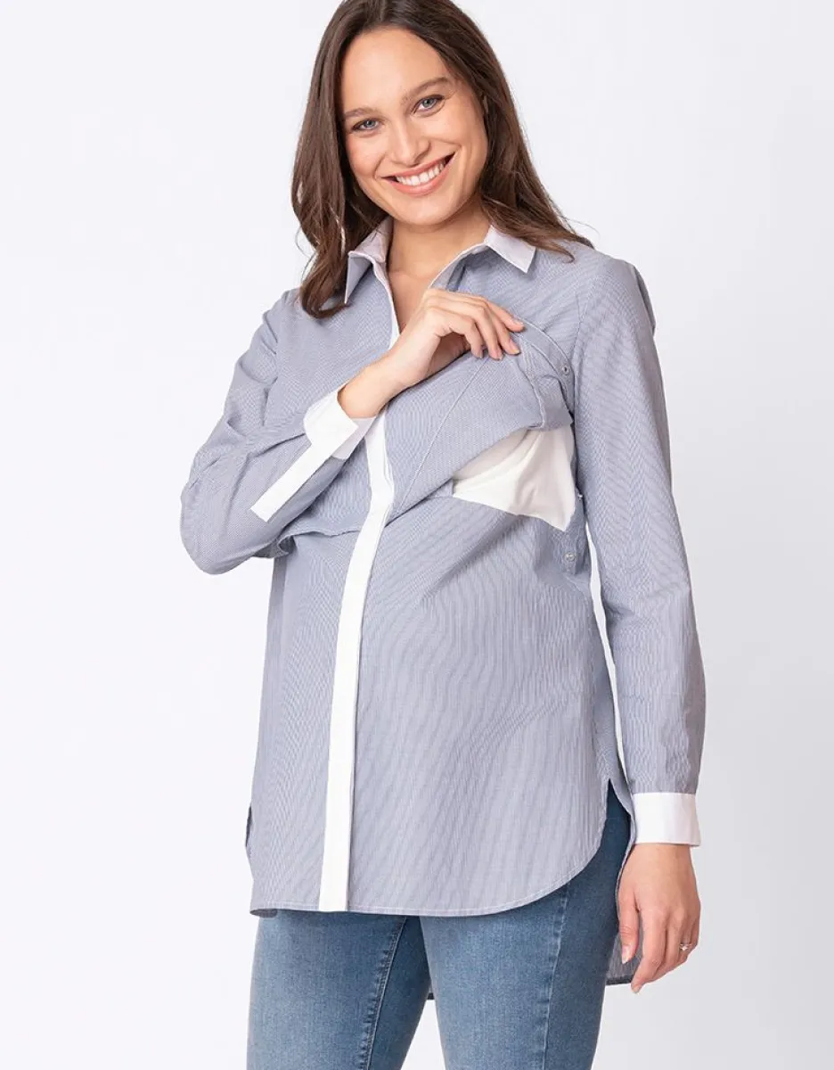 Sale Seraphine Nadelstreifen Umstands- & Stillbluse Baumwolle