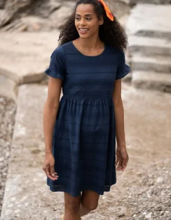 Sale Seraphine Navy Blue Broderie Anglaise Umstands- Bis Stillkleid
