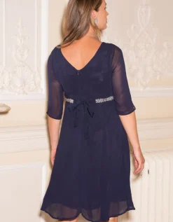 Fashion Seraphine Perlenbesticktes Festliches Umstandskleid - Tiefblau