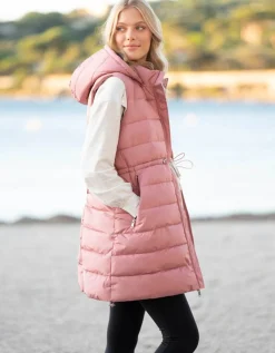 Fashion Seraphine Pinke, Lange, Wattierte 3-In-1-Umstands- Und Babytrageweste Mit Kapuze