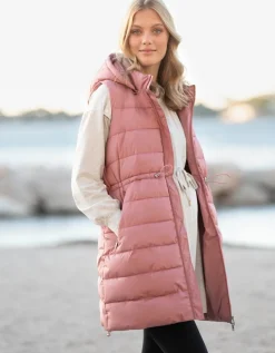 Fashion Seraphine Pinke, Lange, Wattierte 3-In-1-Umstands- Und Babytrageweste Mit Kapuze