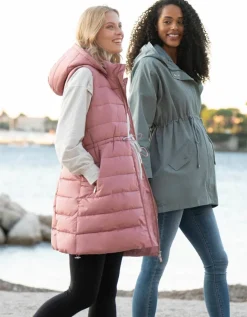 Fashion Seraphine Pinke, Lange, Wattierte 3-In-1-Umstands- Und Babytrageweste Mit Kapuze
