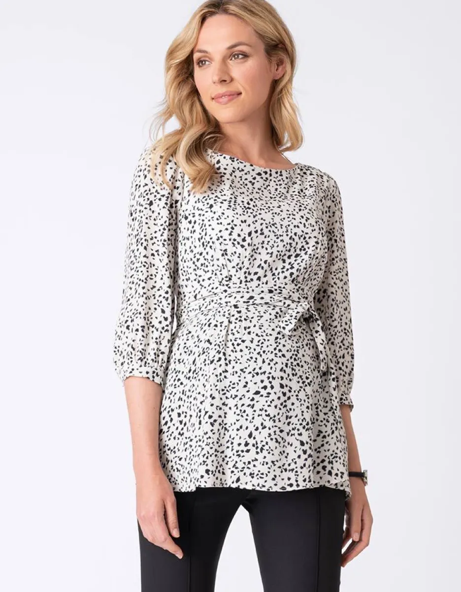 Outlet Seraphine Print Umstandsbluse Mit Gurtel