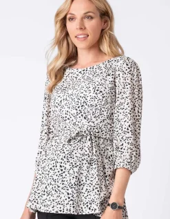 Outlet Seraphine Print Umstandsbluse Mit Gurtel
