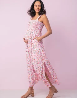 Discount Seraphine Rosageblumtes Maxi Umstandskleid