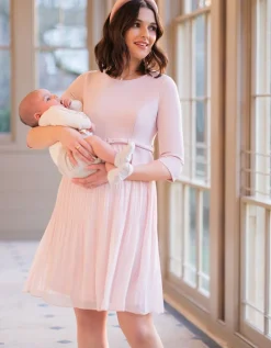 Online Seraphine Rosefarbenes Umstands- & Stillkleid Mit Plisseerock