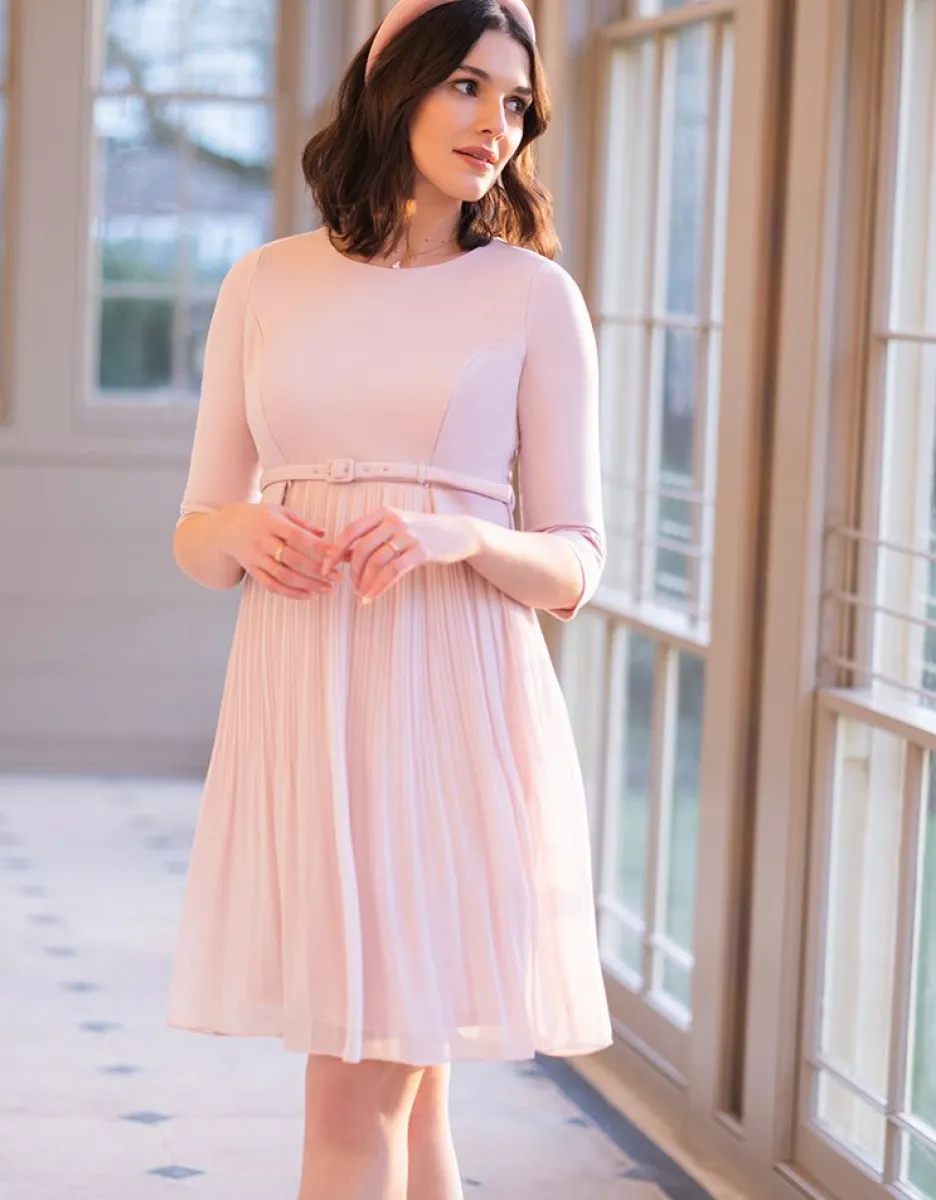 Online Seraphine Rosefarbenes Umstands- & Stillkleid Mit Plisseerock