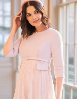 Online Seraphine Rosefarbenes Umstands- & Stillkleid Mit Plisseerock