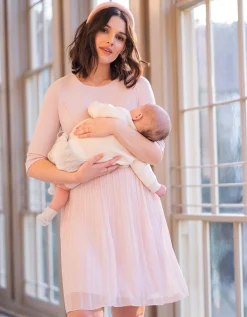 Online Seraphine Rosefarbenes Umstands- & Stillkleid Mit Plisseerock