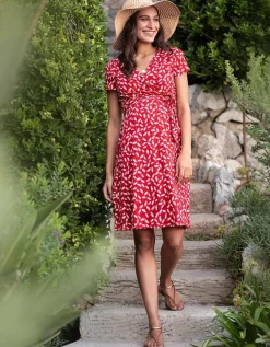 Fashion Seraphine Rotes Florales Umstands- Und Stillkleid