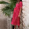 Cheap Seraphine Rotes Midi Umstandskleid Mit Blumchendruck