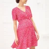 Fashion Seraphine Rotes Print Umstandskleid Mit Schleife