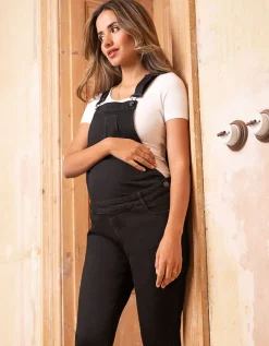 Clearance Seraphine Schwarze Denim Umstandslatzhose