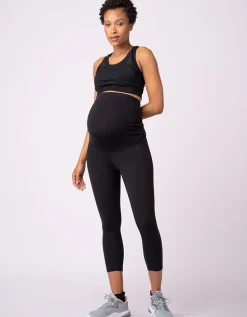Best Seraphine Schwarze 3/4-Lange Umstands-Gym- Und Activewear-Leggings