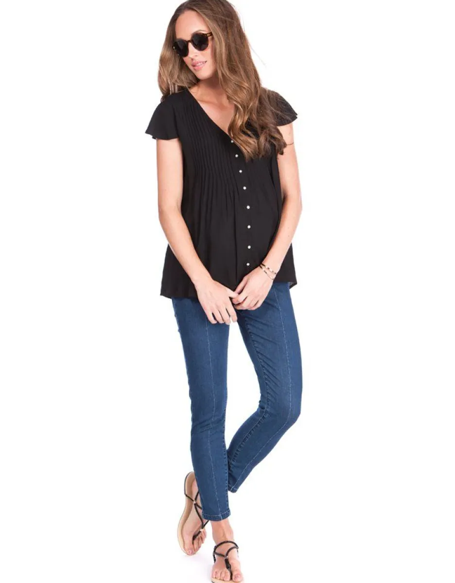 Best Sale Seraphine Schwarze Umstandsbluse Mit Luftigen Armeln