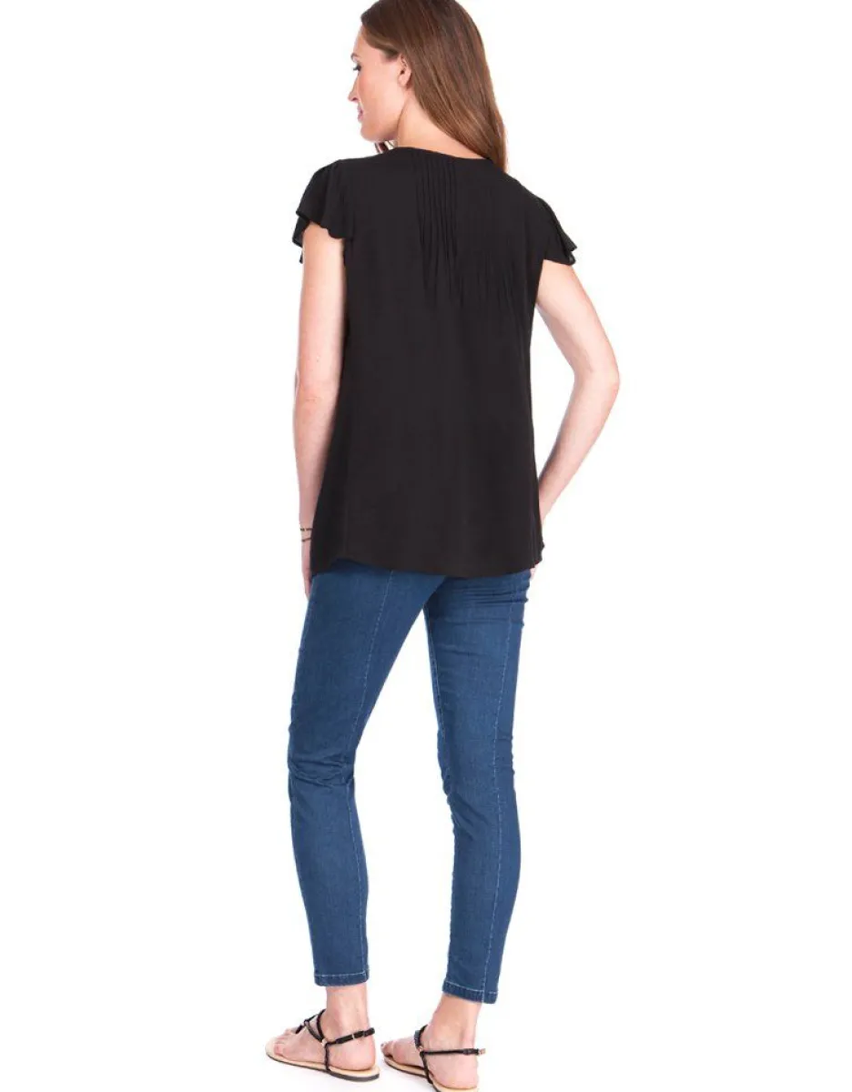 Best Sale Seraphine Schwarze Umstandsbluse Mit Luftigen Armeln