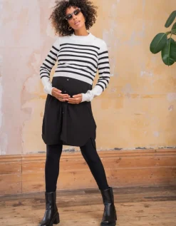 Discount Seraphine Schwarzes Umstands- & Stillkleid Mit Streifenpullover