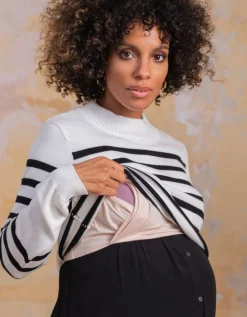 Discount Seraphine Schwarzes Umstands- & Stillkleid Mit Streifenpullover