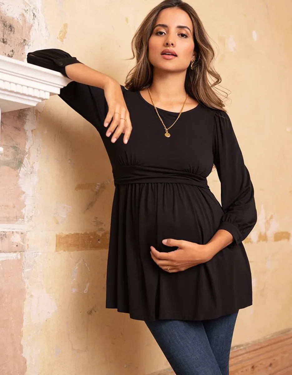 Sale Seraphine Schwarzes Umstands- & Stilltop