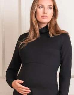 Store Seraphine Schwarzes Umstandskleid Vanessa - Rollkragen