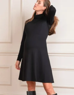 Store Seraphine Schwarzes Umstandskleid Vanessa - Rollkragen
