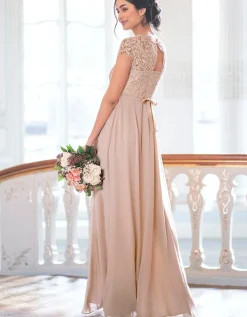 Online Seraphine Seidenes Umstandsabendkleid Mit Eyelash Spitze - Rose
