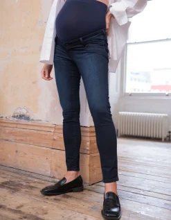 Outlet Seraphine Skinny Mutterschafts-Jeans Indigoblau Over Bump