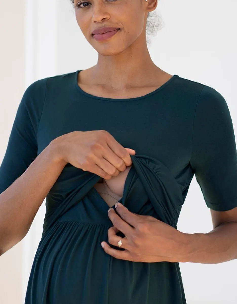Sale Seraphine Smaragdgrunes Umstands- Und Stilltop Mit Kurzen Armeln